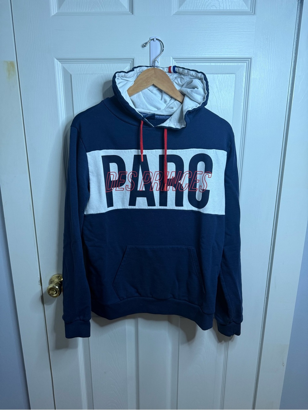 Nike Paris Saint-Germain PSG French Terry Hoodie Navy/Red Sz M - Picture 2 of 4